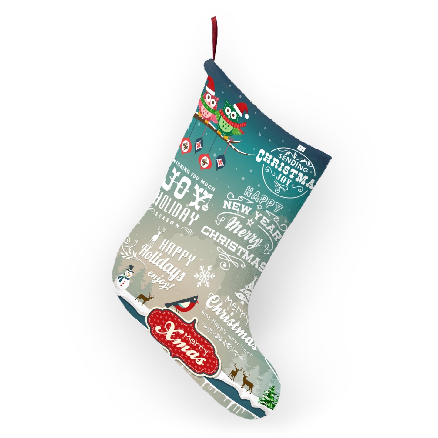 Joy & Happy Holiday Christmas Stocking-Shalav5
