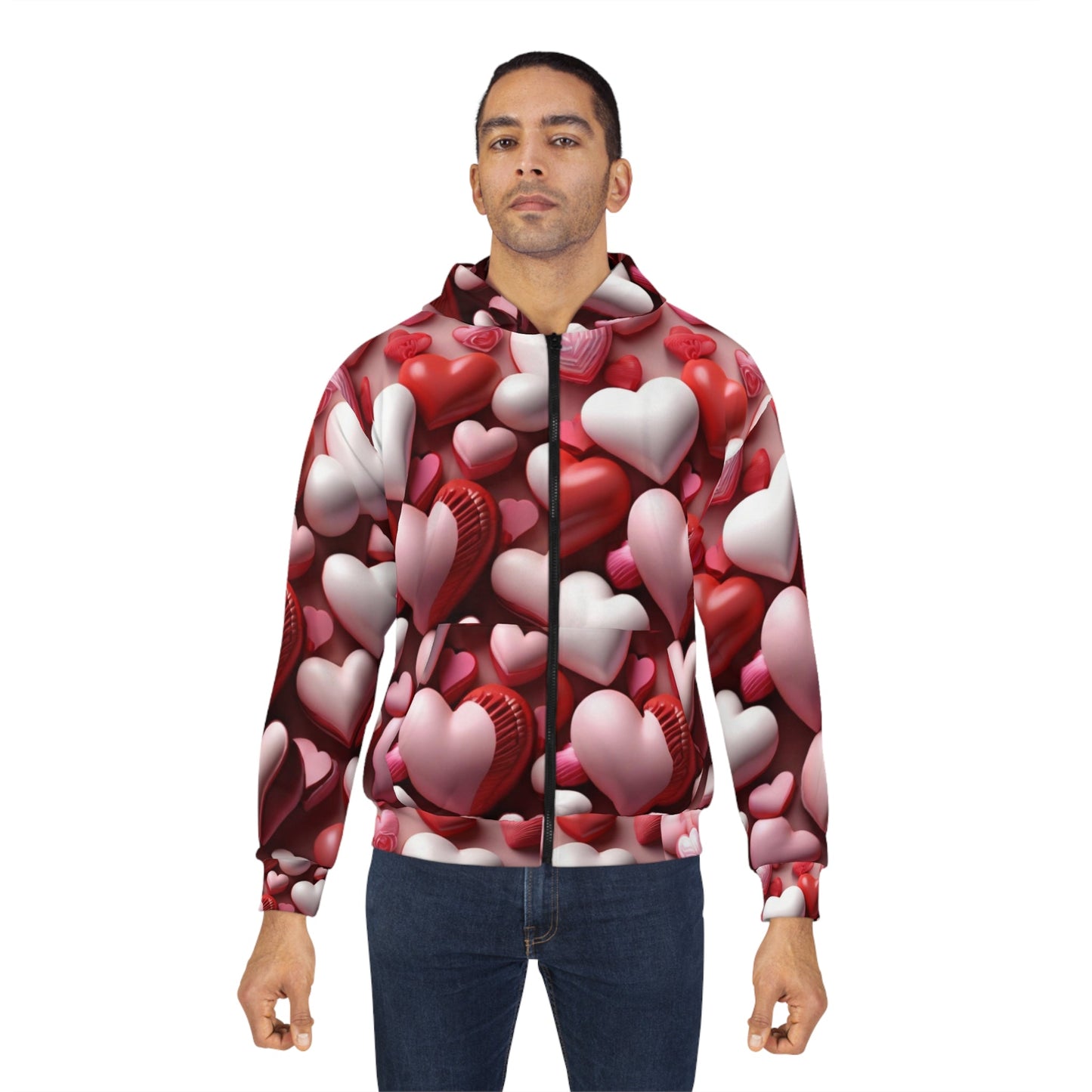 Hearts Immerges Unisex Zip Hoodie (AOP)-Shalav5
