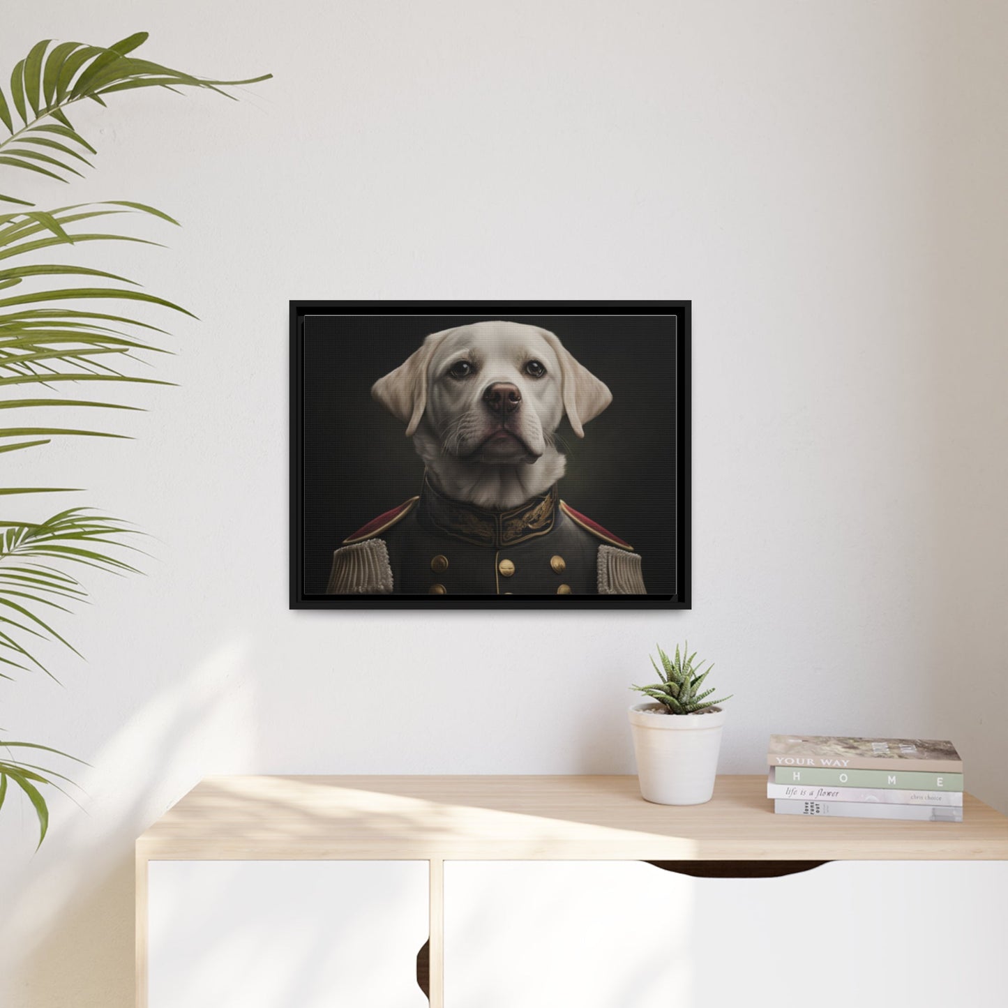 General Wiggles: The White Lab in a Civil War Dress Uniform Matte Canvas, Black Frame-Shalav5