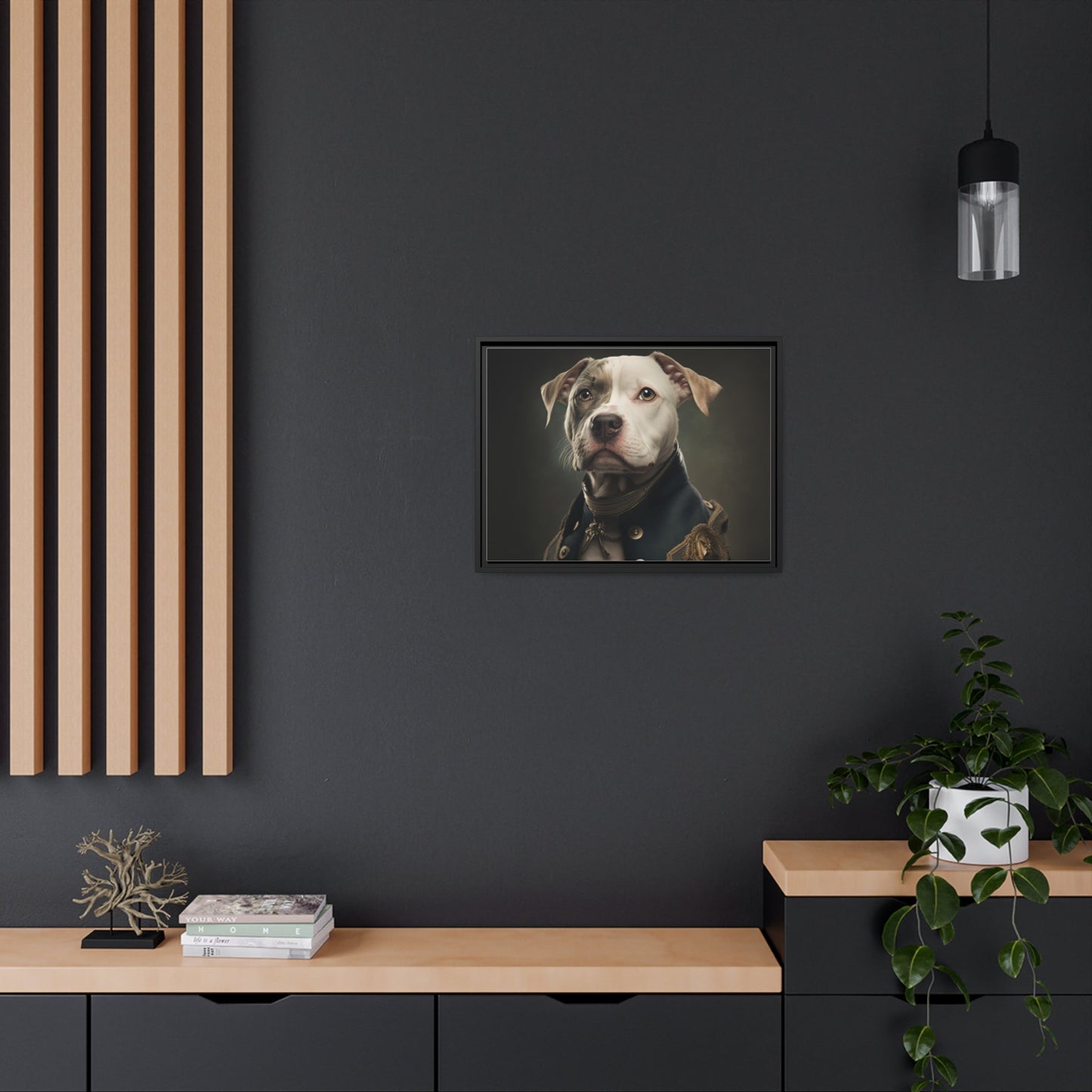 "Patriotic Pitbull: The Eye-Patch Wearing War Hero" Matte Canvas, Black Frame-Shalav5