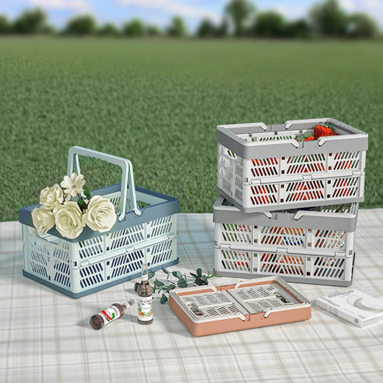 Plastic Folding Storage Basket Shopping Basket Camping Storage Box With Handle, 38x25x20cm