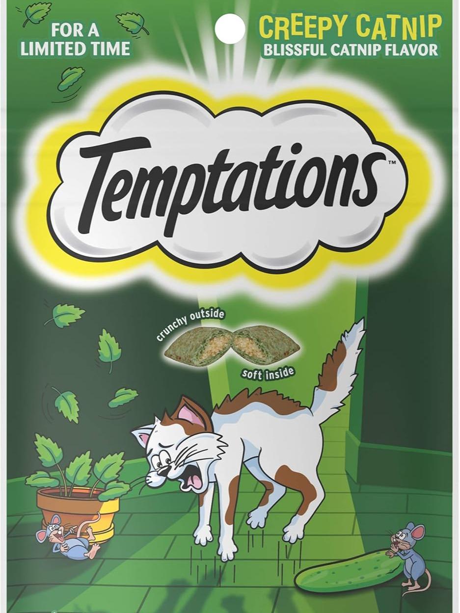 Temptations Classic Crunchy and Soft Cat Treats Creepy Catnip Blissful Catnip Flavor, 3 oz. Pouch