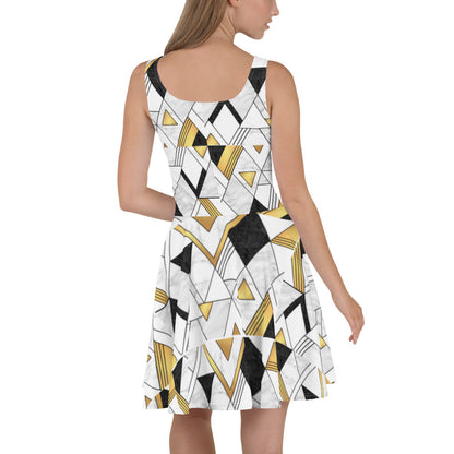 Geometric Design Skater Dress-Shalav5