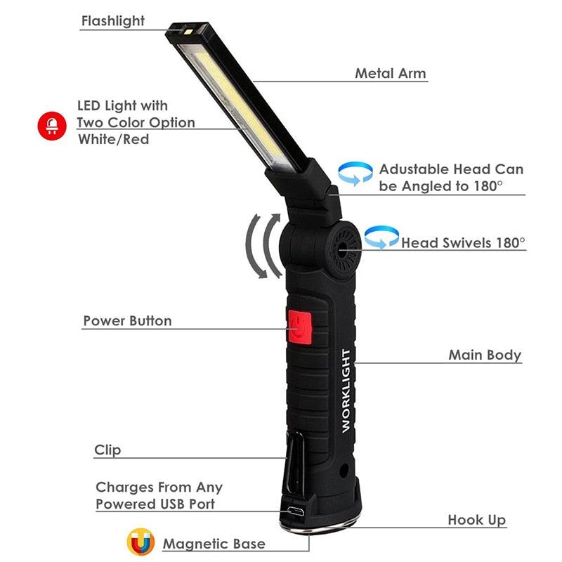 LED Flashlight Collapsible  Portable  Magnetic Base Hook-Shalav5