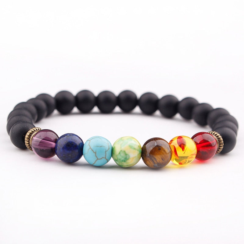 Muti-color 2 Styles Mens Bracelets Black Lava Smooth Stones-Shalav5