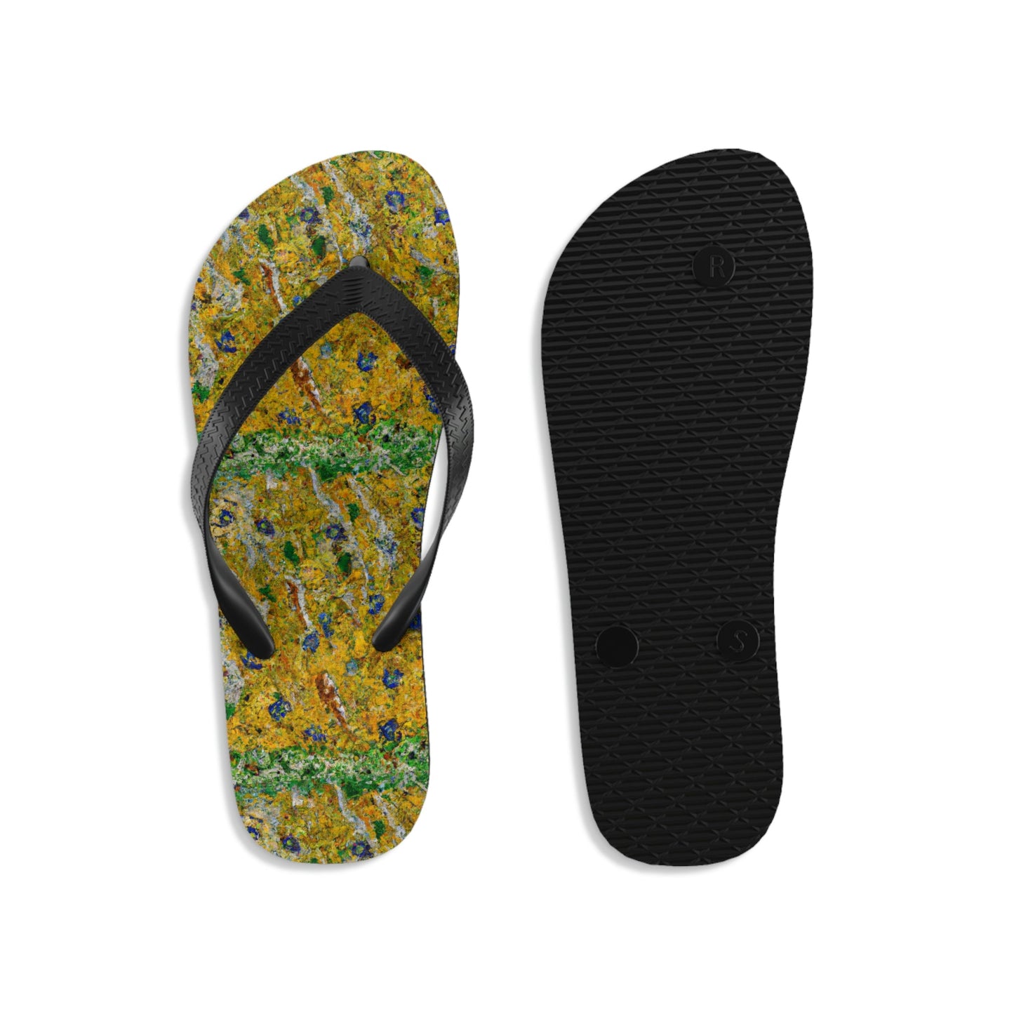 Shoes - Unisex Flip-Flops Summer Time Yellow Flower Oil Painting