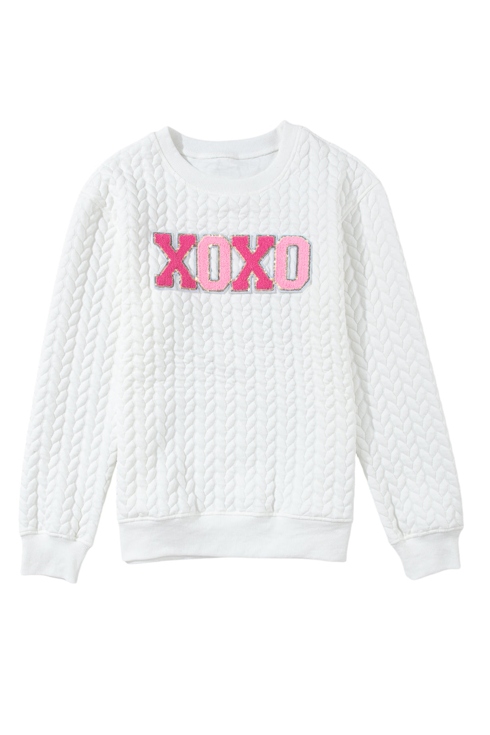 White Merry and Bright Quilted Sweatshirt