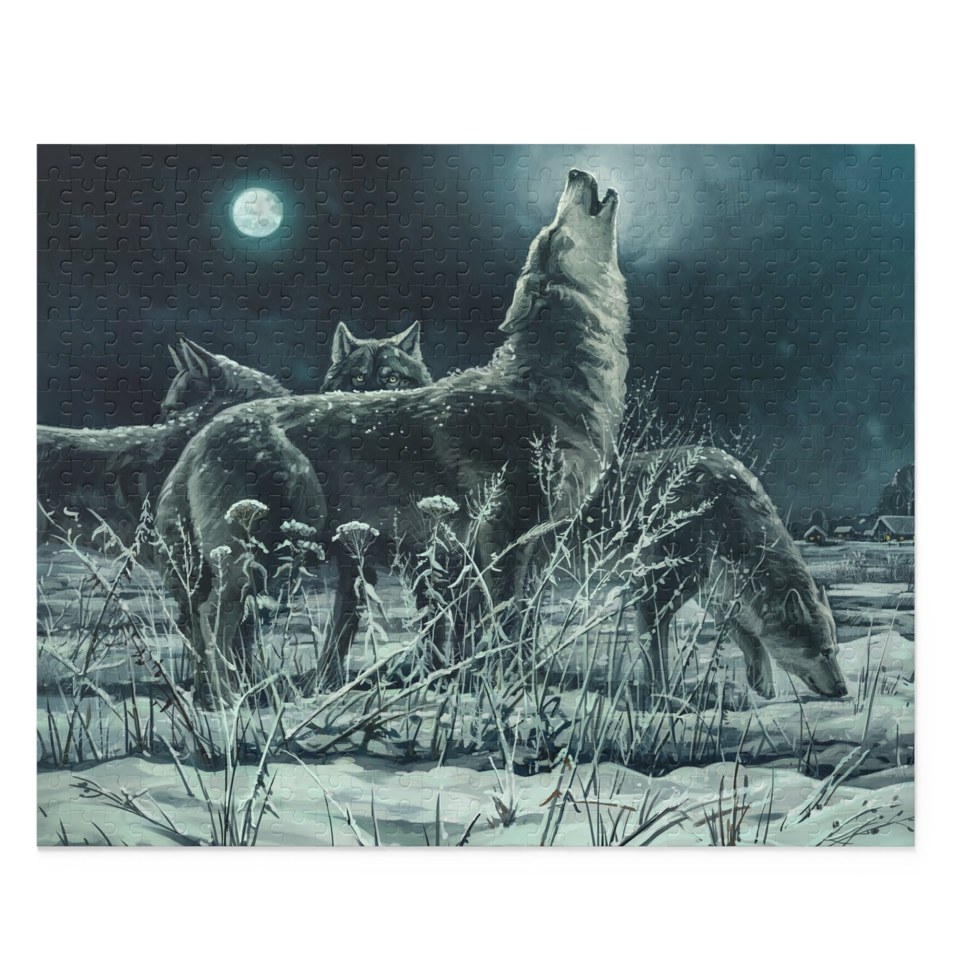 Blue Moon Wolves Puzzle (120, 252, 500-Piece)-Shalav5