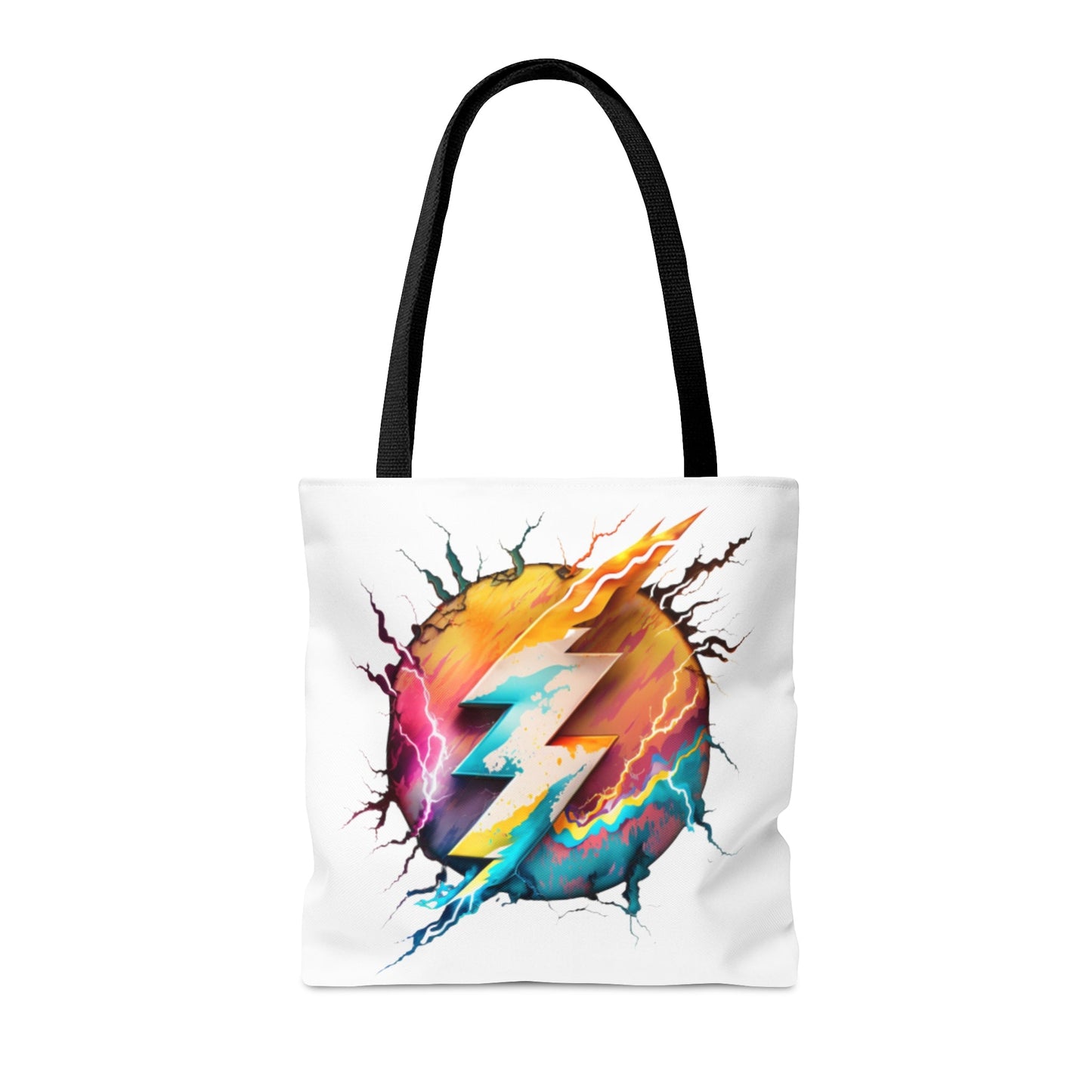 Multicolor Round lightning bolt Custom Design Tote Bag-Shalav5
