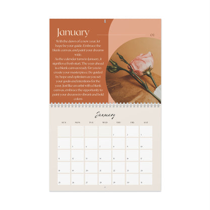 2026 Floral Monthly Wall Calendar | 12-Month Spiral Calendar