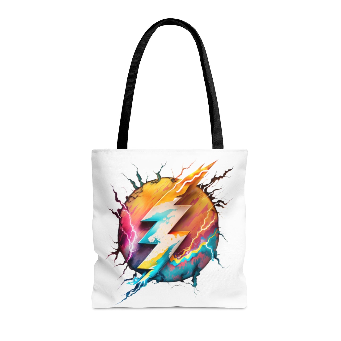 Multicolor Round lightning bolt Custom Design Tote Bag-Shalav5