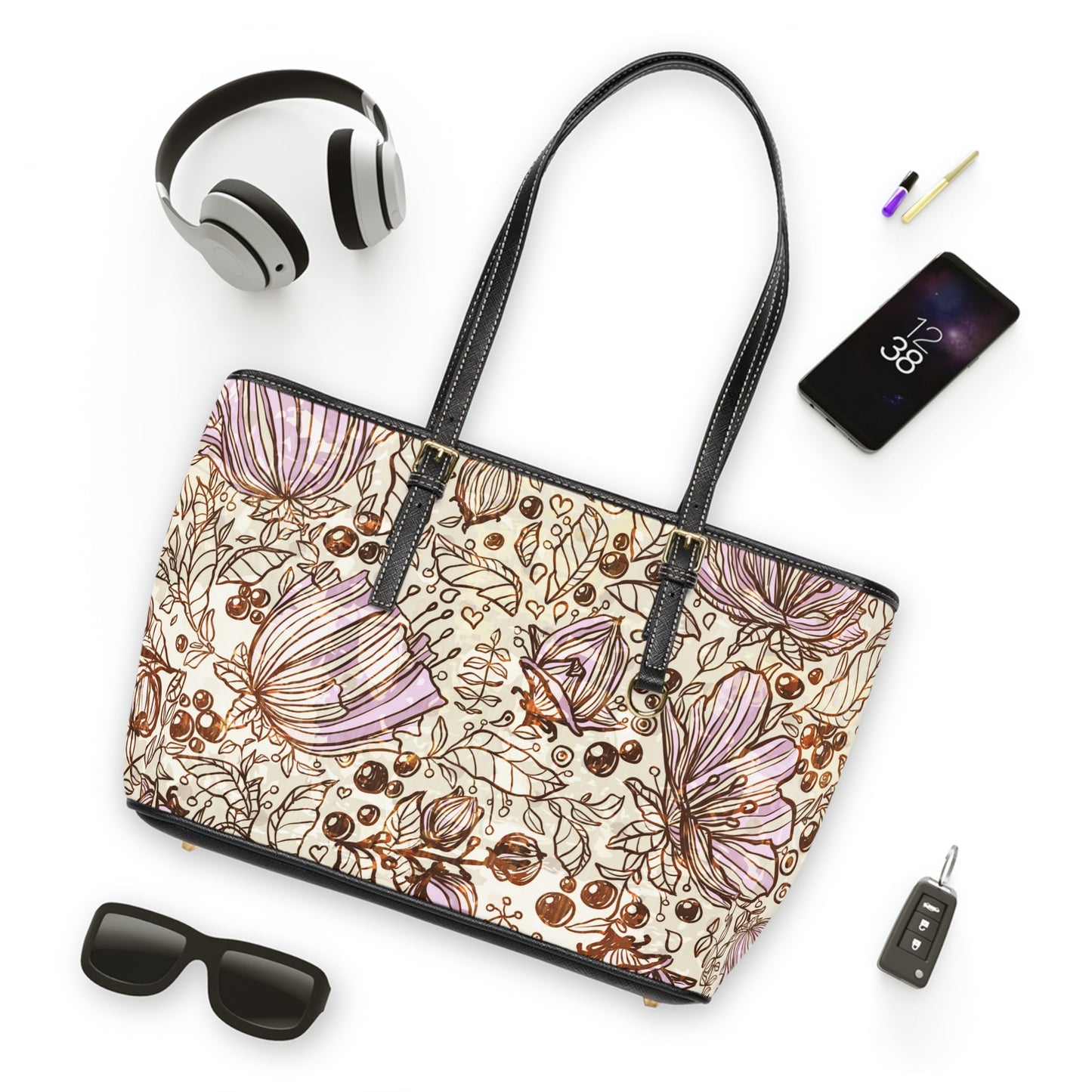 Bags - Very Floral PU Leather Shoulder Bag