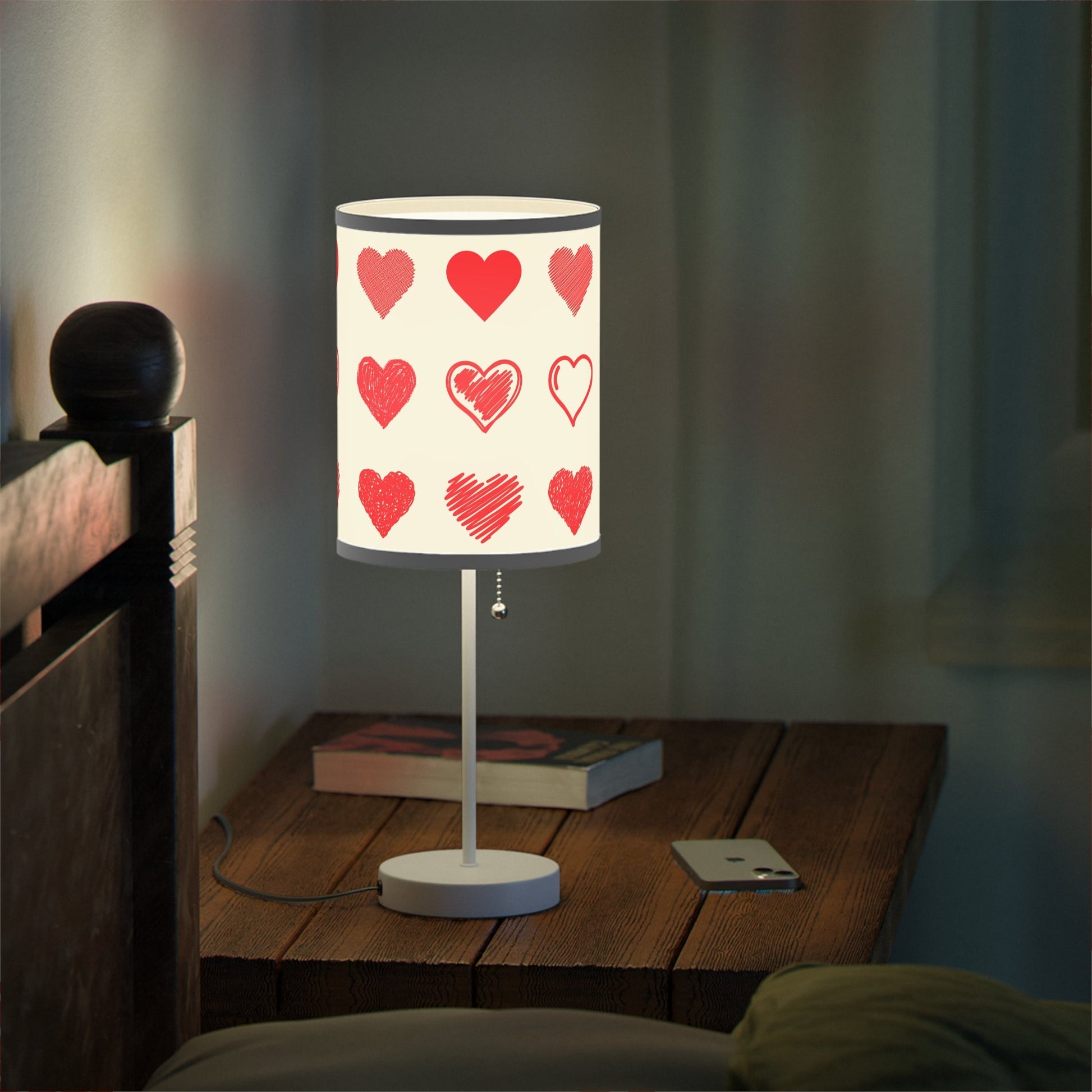 Home Decor - Shed A Light This Valentin's Lamp On A Stand, Red Hearts Romantic Light