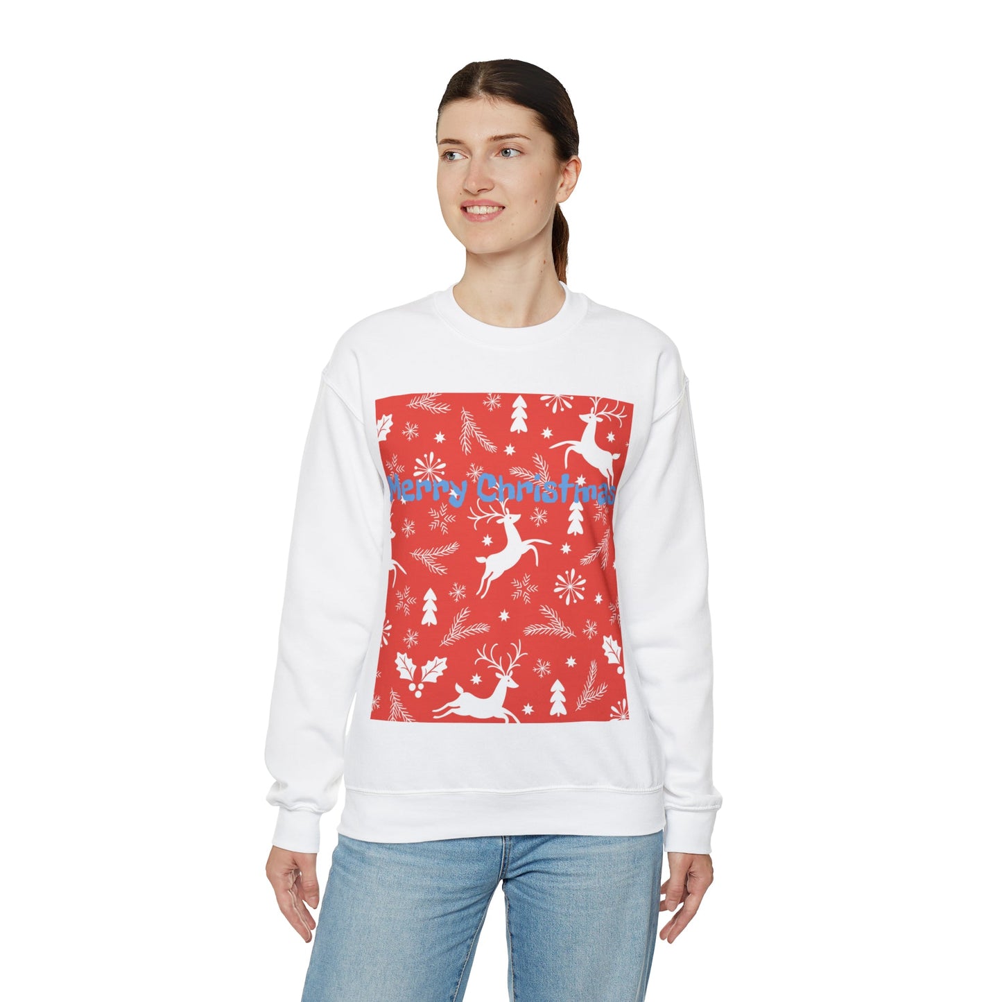Sweatshirt - Unisex Heavy Blend Crewneck Sweatshirt Merry Christmas Reindeers