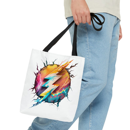 Multicolor Round lightning bolt Custom Design Tote Bag-Shalav5