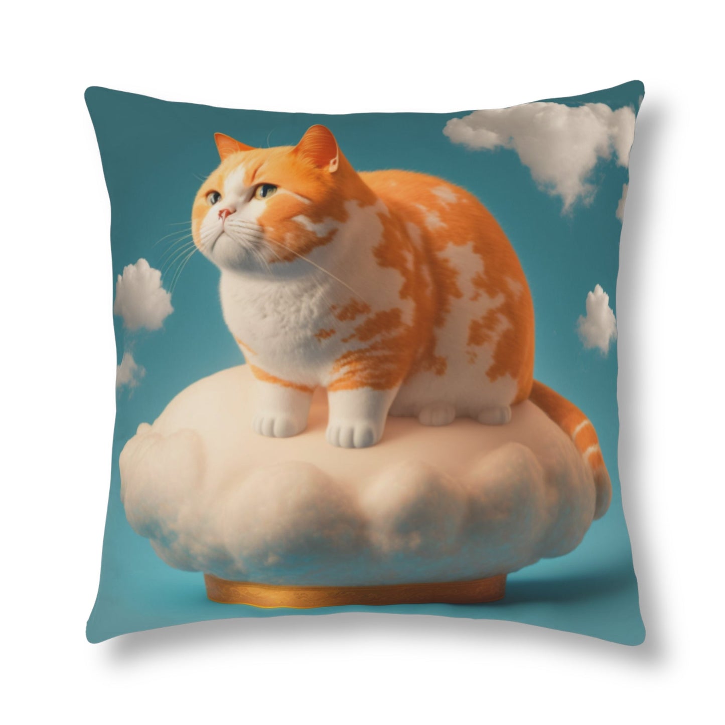 Home Decor - Ginger Cat On The Pedestal Floor Pillow Waterproof Pillows