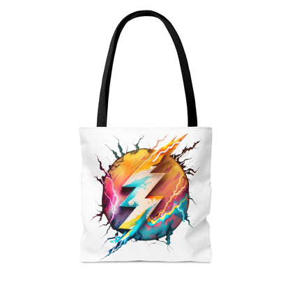 Multicolor Round lightning bolt Custom Design Tote Bag-Shalav5