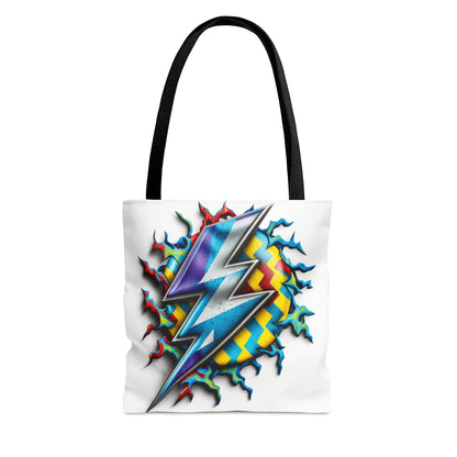 Lightning Bolt Checkered AOP Tote Bag-Shalav5