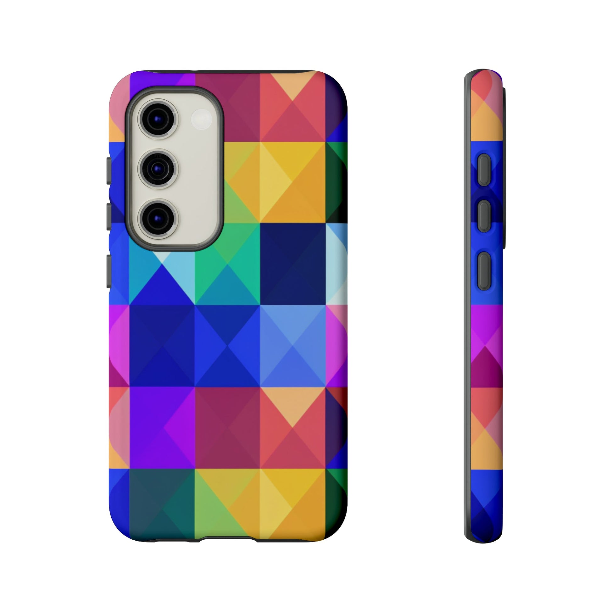 Phone Case - Tough Phone Cases For All Brands Triangle 3d Design Abstract 2 Layers