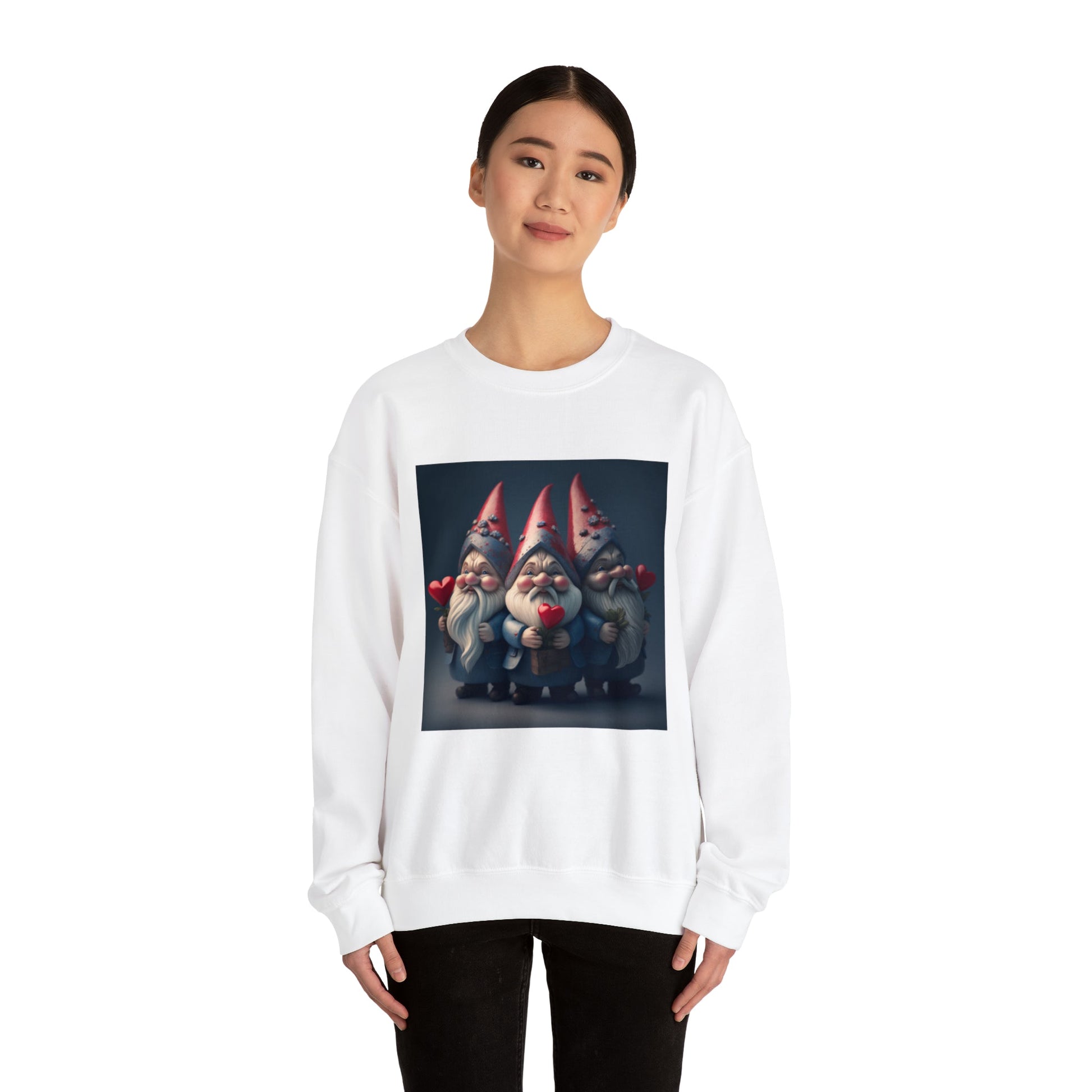 Sweatshirt - Three Gnomes Are Holding Your Heart Unisex Heavy Blend Crewneck Sweatshirt