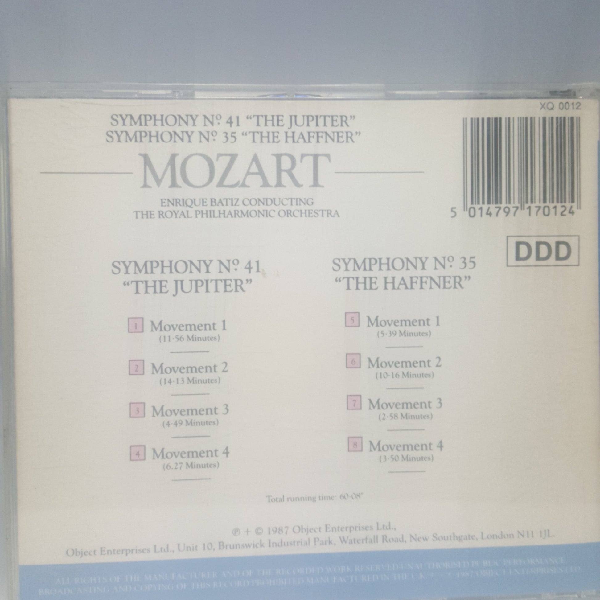 CD - Mozart Symphony No 41 The Jupiter