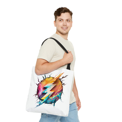 Multicolor Round lightning bolt Custom Design Tote Bag-Shalav5