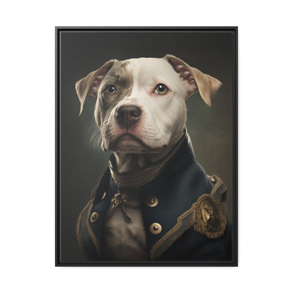 "Patriotic Pitbull: The Eye-Patch Wearing War Hero" Matte Canvas, Black Frame-Shalav5