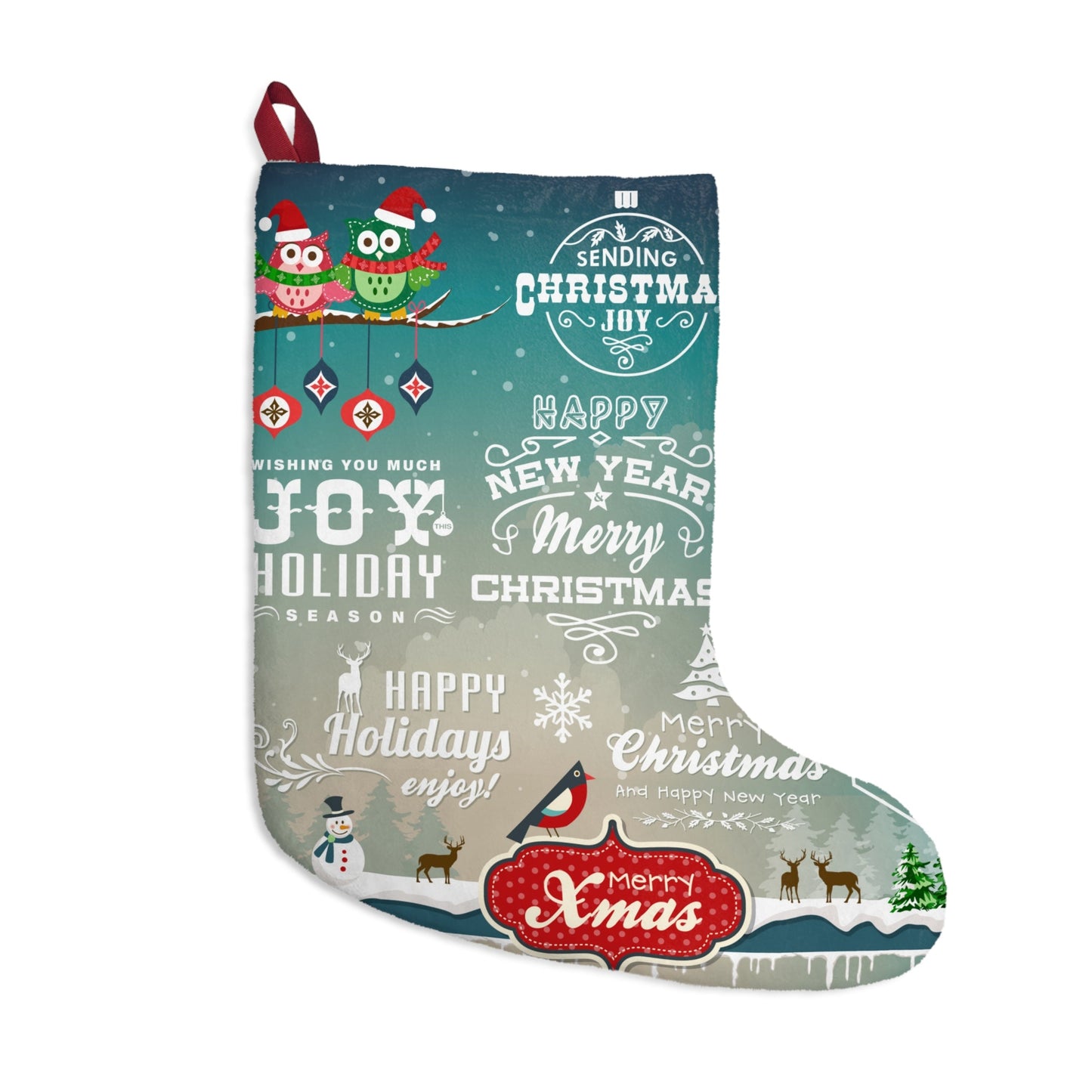 Joy & Happy Holiday Christmas Stocking-Shalav5