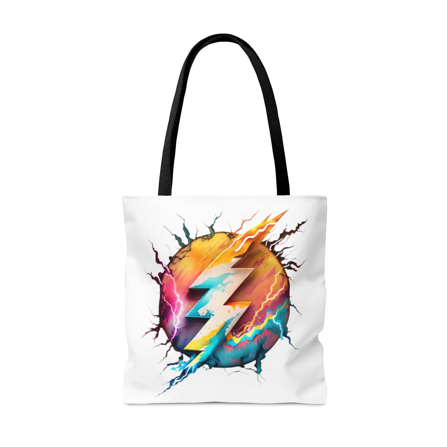 Multicolor Round lightning bolt Custom Design Tote Bag-Shalav5