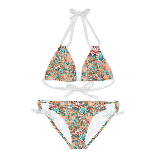 summer floral Strappy Bikini Set