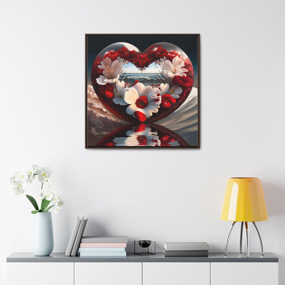 Heart Reflected On Ocean Waves Gallery Canvas Wraps, Square Frame-Shalav5