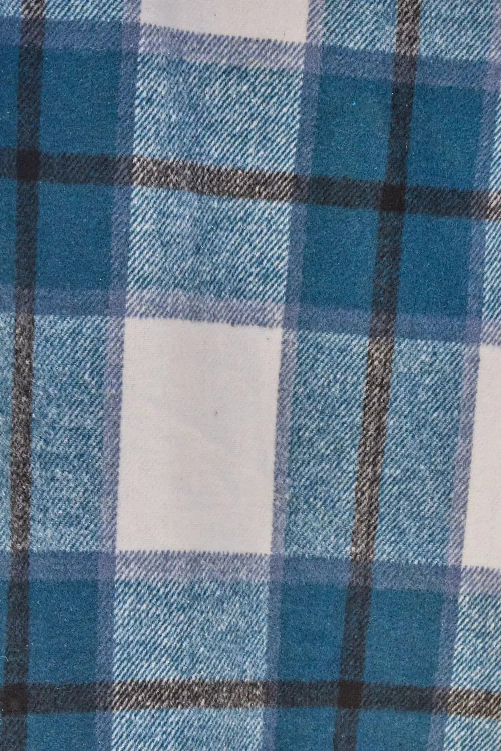 Close up of black and white plaid coat texture