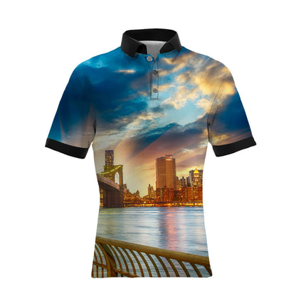 Trendy men's 3D men's polo shirt