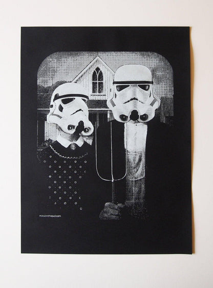 Wall Poster - Star Wars American Gothic Parody Poster, Star Wars Print- Worldwide Shipping  15' X 19 1/2"