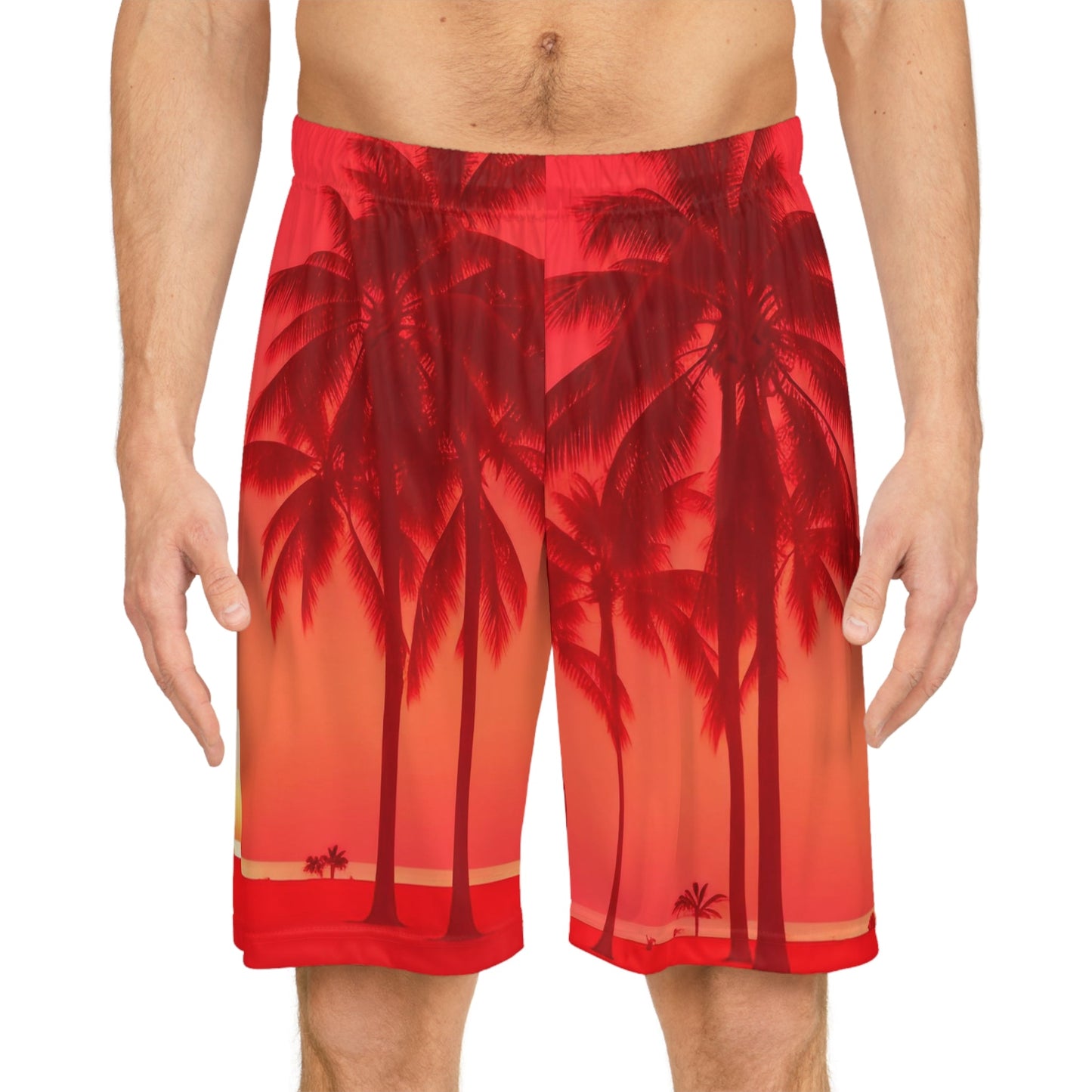All Over Prints - Red Sunset Basketball Shorts (AOP)