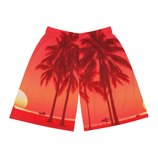 Red Sunset Basketball Shorts (AOP)-Shalav5