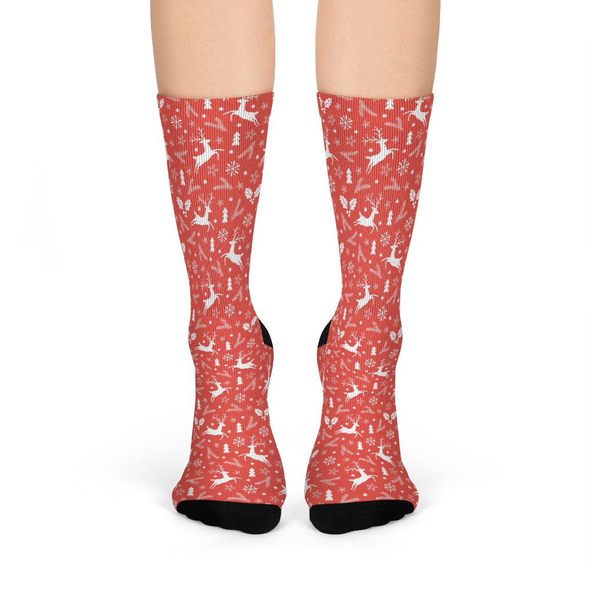 Socks - Mary Christmas Sublimation Crew Socks Reindeers