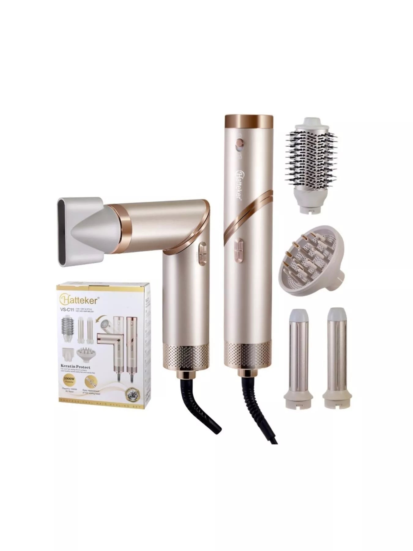 Travel hair dryer brush folded