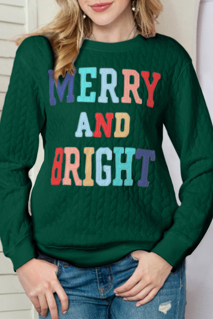 White Merry and Bright Quilted Sweatshirt