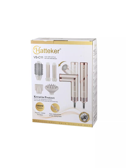 Champagne 3-in-1 folding hot air brush for hair styling