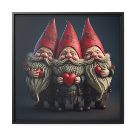 Love Gnomes are holding your heart Matte Canvas, Black Frame sleek and beautiful in any interior-Shalav5