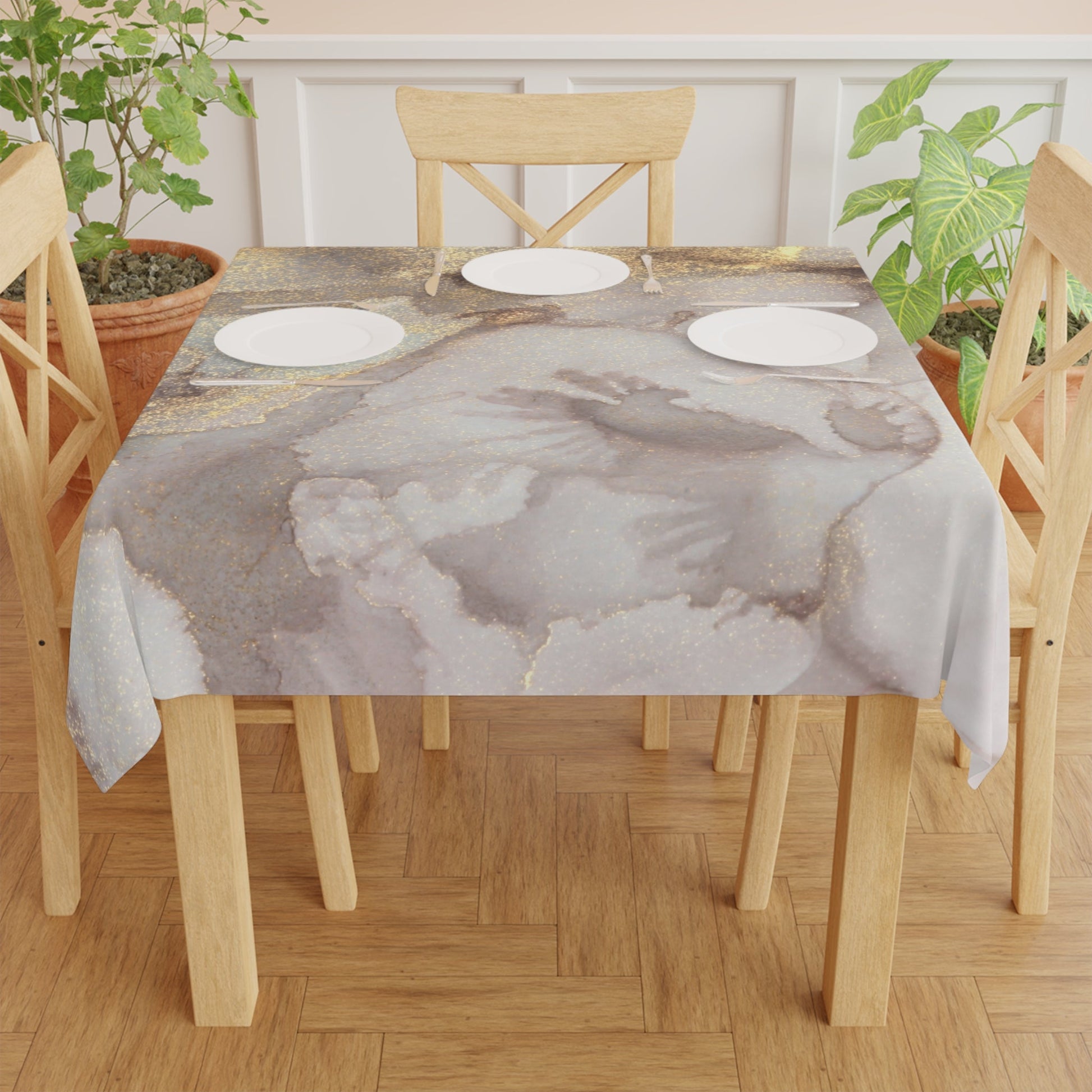 Home Decor - Golden Marble Design Tablecloth