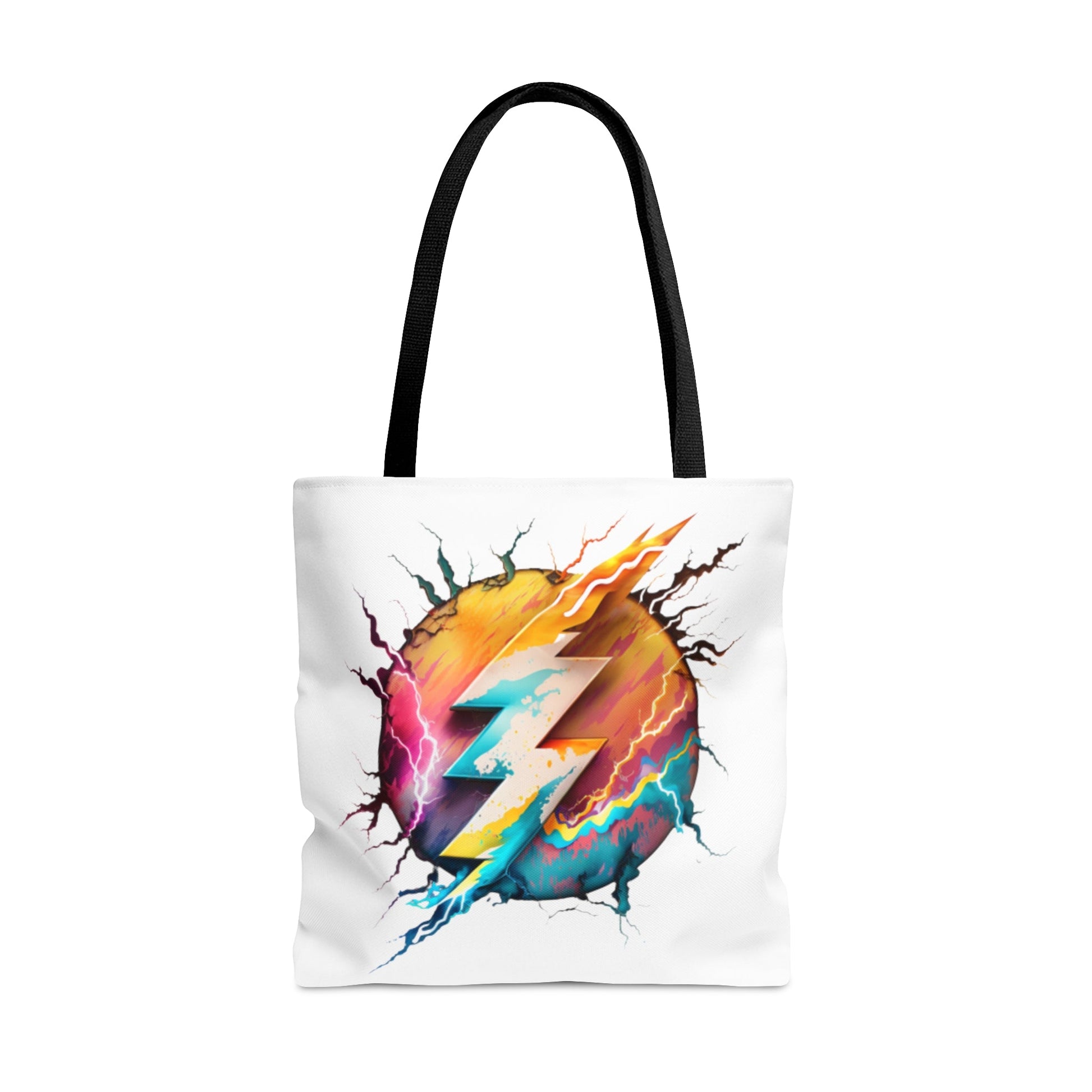 Multicolor Round lightning bolt Custom Design Tote Bag-Shalav5