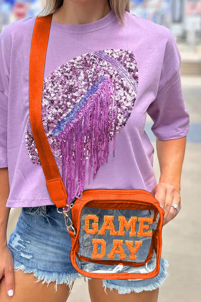 White Chenille GAME DAY Pattern Clear Bag