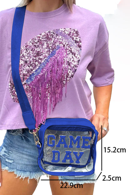 White Chenille GAME DAY Pattern Clear Bag