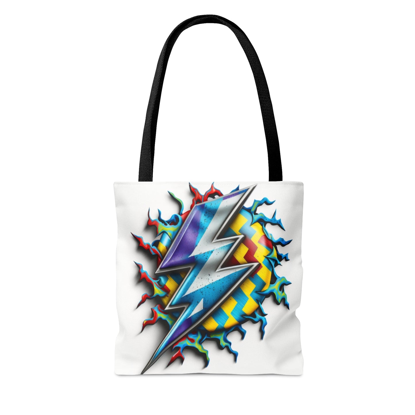 Lightning Bolt Checkered AOP Tote Bag-Shalav5