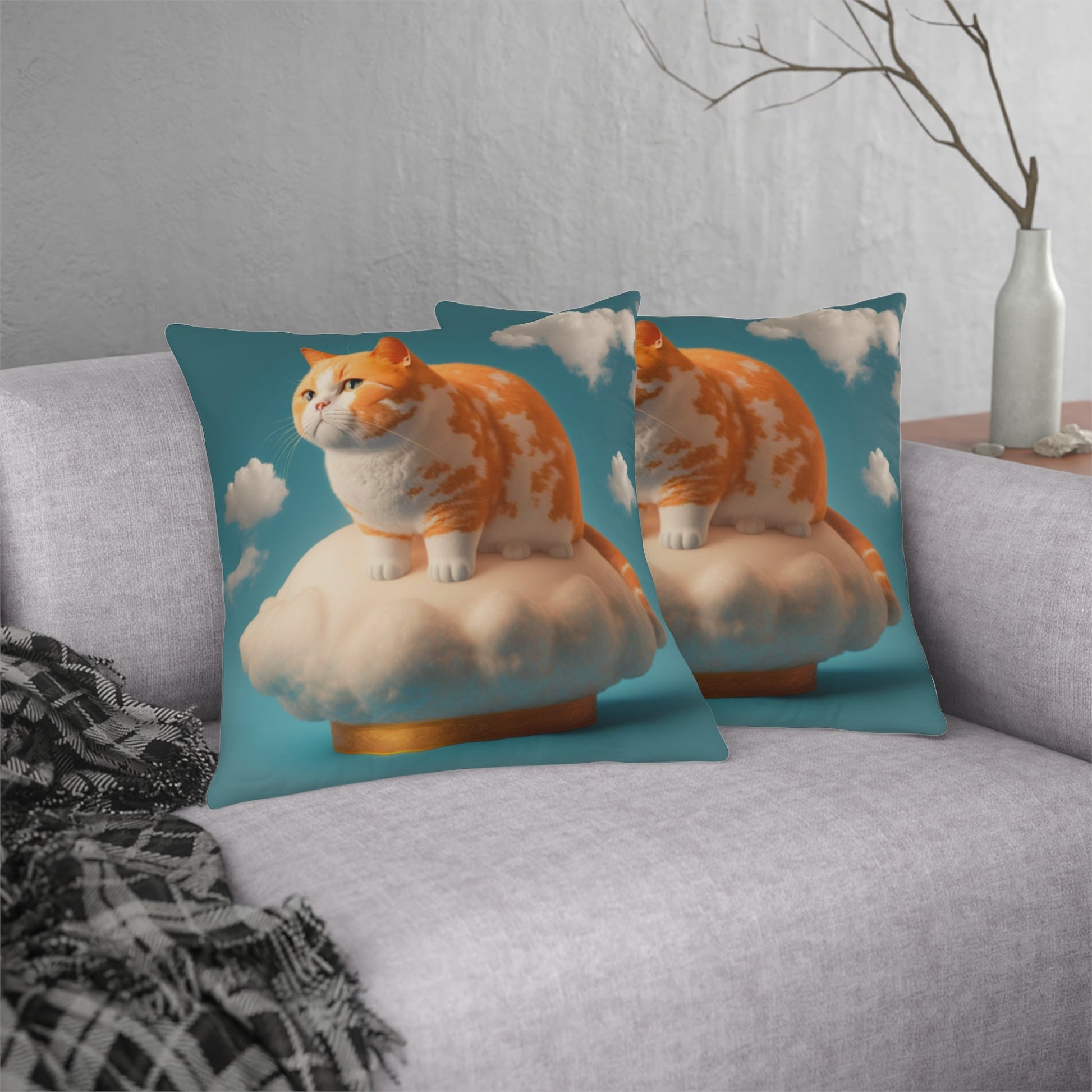 Home Decor - Ginger Cat On The Pedestal Floor Pillow Waterproof Pillows