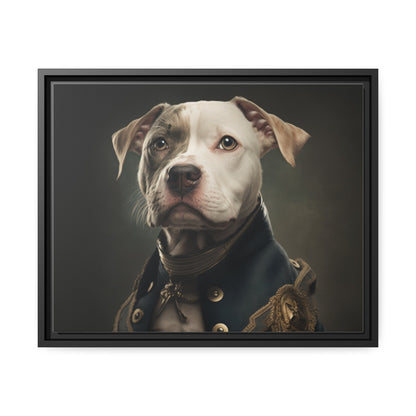 "Patriotic Pitbull: The Eye-Patch Wearing War Hero" Matte Canvas, Black Frame-Shalav5