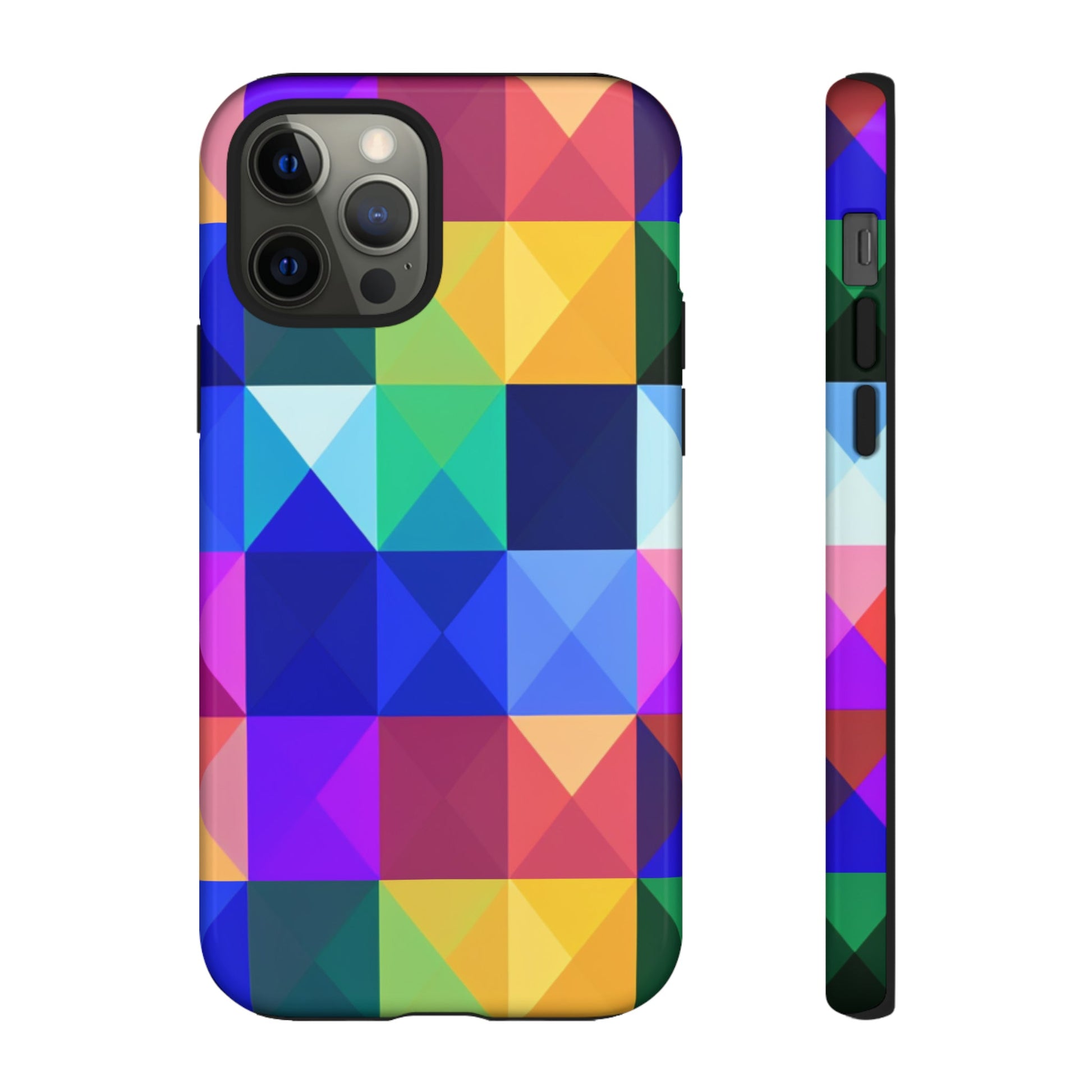 Phone Case - Tough Phone Cases For All Brands Triangle 3d Design Abstract 2 Layers