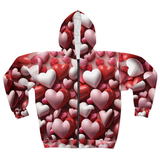 Hearts Immerges Unisex Zip Hoodie (AOP)-Shalav5